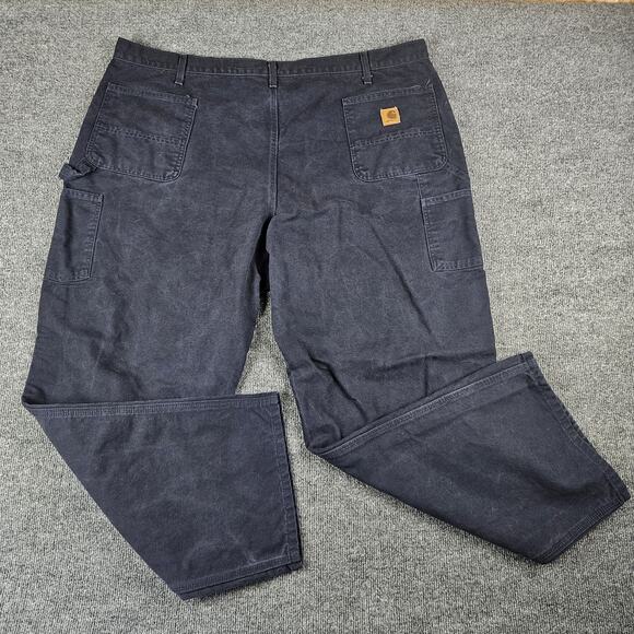 Carhartt B11 MDT Duck Dungaree Carpenter Pants Mens 48 x 32 Blue Canvas Workwear - Picture 3 of 7